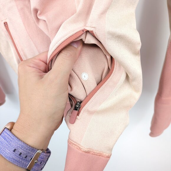 Lululemon Ebb to Train Jacket Pink Hooded Full Zip Size 6 Athleisure Casual - Picture 8 of 13